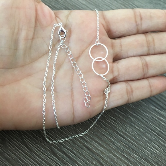 Jewelry - Karma Dainty Two Circle Silver Toned Necklace